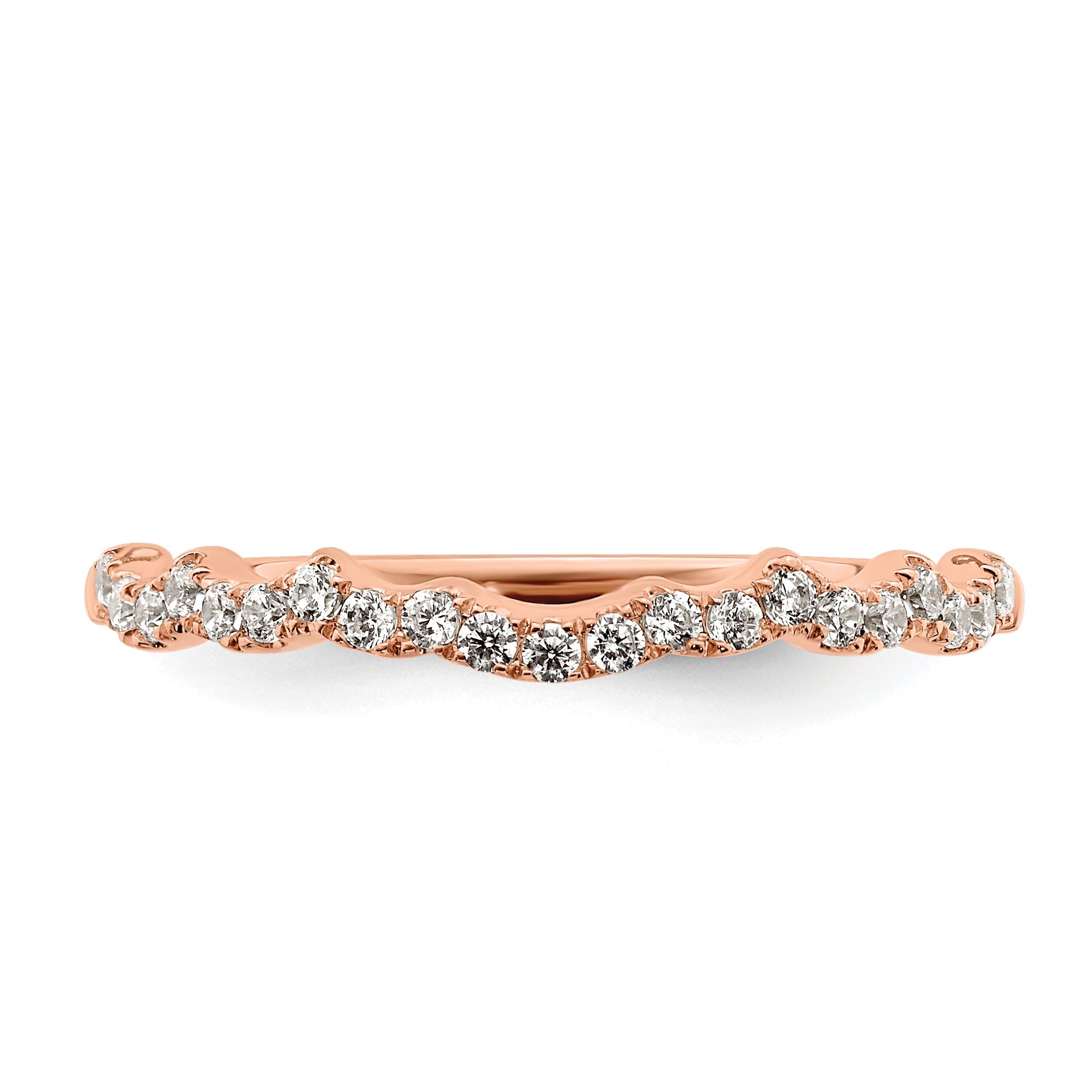 14K Rose Gold 1/5 Carat Diamond Contoured Complete Wedding Band