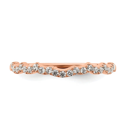 14K Rose Gold 1/5 Carat Diamond Contoured Complete Wedding Band