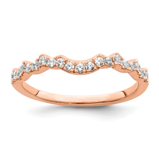 14K Rose Gold 1/5 Carat Diamond Contoured Complete Wedding Band
