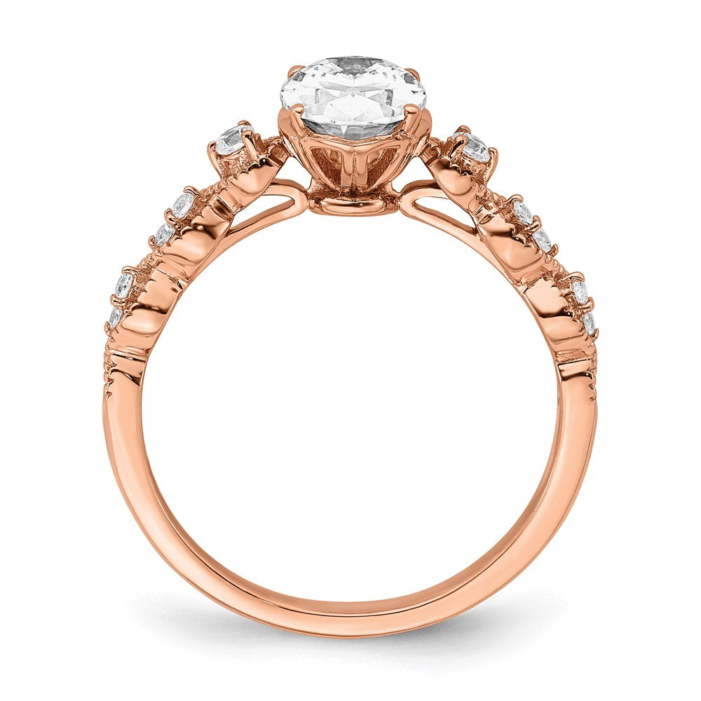 14k Rose Gold 1/8 Ct. Lab Grown Diamond VS/SI+ G+ 1 Ct. Center Oval Semi Mount Engagement Ring