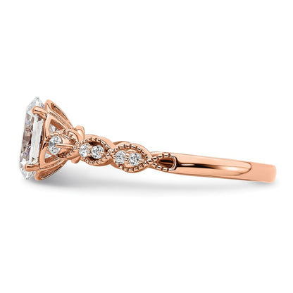 14k Rose Gold 1/8 Ct. Lab Grown Diamond VS/SI+ G+ 1 Ct. Center Oval Semi Mount Engagement Ring