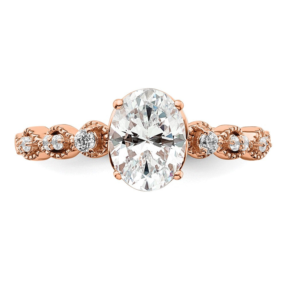 14k Rose Gold 1/8 Ct. Lab Grown Diamond VS/SI+ G+ 1 Ct. Center Oval Semi Mount Engagement Ring