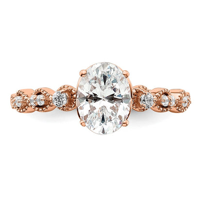 14k Rose Gold 1/8 Ct. Lab Grown Diamond VS/SI+ G+ 1 Ct. Center Oval Semi Mount Engagement Ring