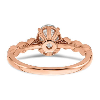 14k Rose Gold 1/8 Ct. Lab Grown Diamond VS/SI+ G+ 1 Ct. Center Oval Semi Mount Engagement Ring