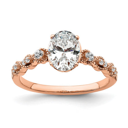 14k Rose Gold 1/8 Ct. Lab Grown Diamond VS/SI+ G+ 1 Ct. Center Oval Semi Mount Engagement Ring