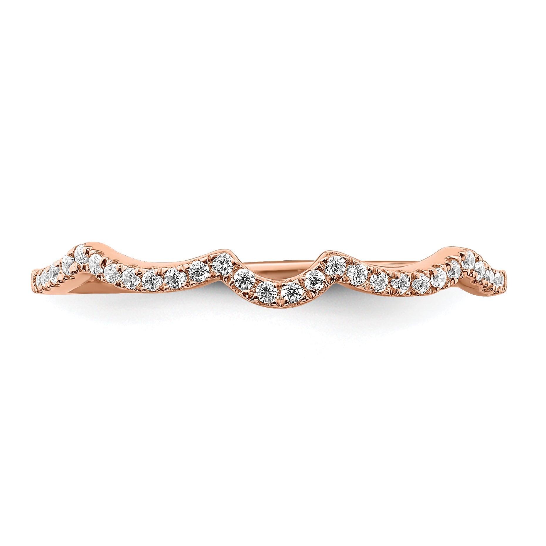 14K Rose Gold 1/15 Carat Diamond Contoured Complete Wedding Band