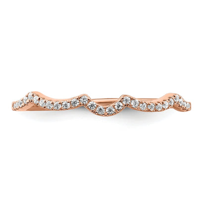 14K Rose Gold 1/15 Carat Diamond Contoured Complete Wedding Band