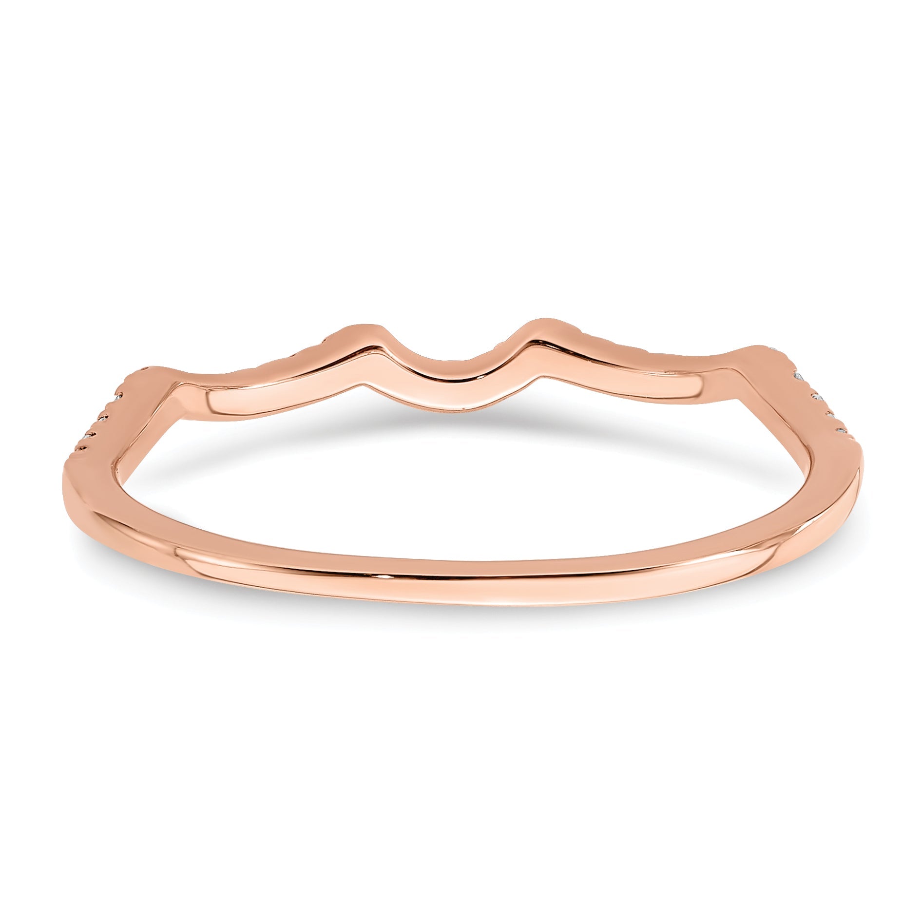 14K Rose Gold 1/15 Carat Diamond Contoured Complete Wedding Band
