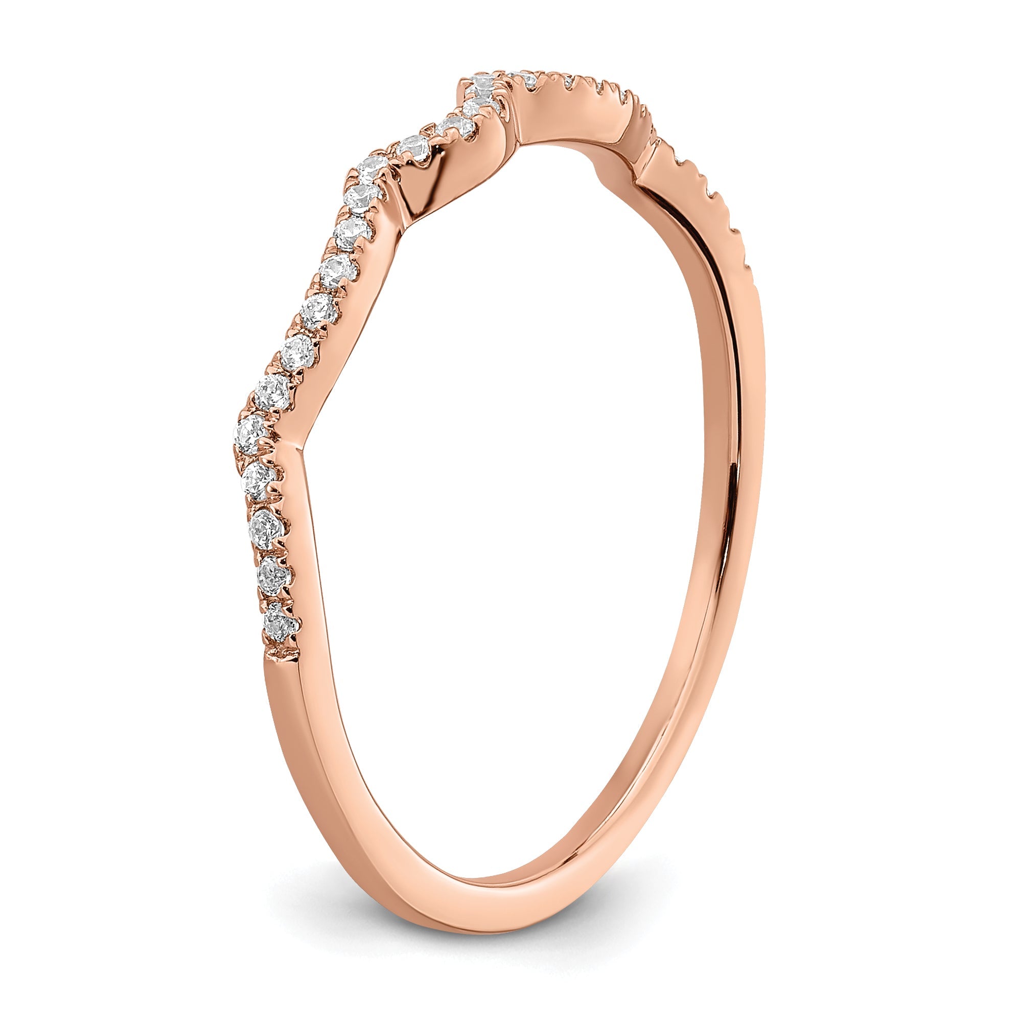 14K Rose Gold 1/15 Carat Diamond Contoured Complete Wedding Band