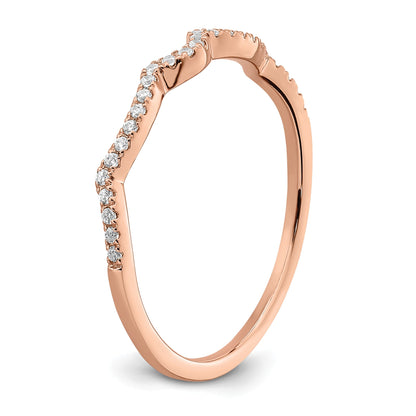 14K Rose Gold 1/15 Carat Diamond Contoured Complete Wedding Band