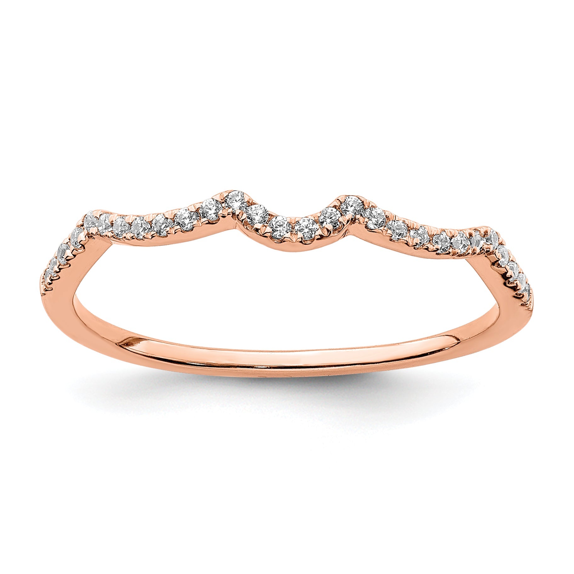 14K Rose Gold 1/15 Carat Diamond Contoured Complete Wedding Band