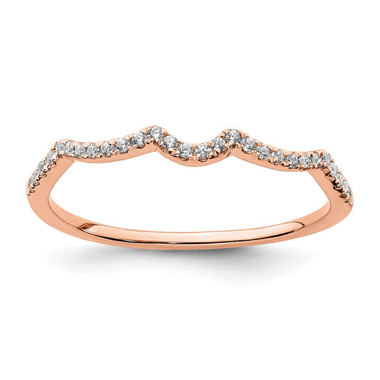 14K Rose Gold 1/15 Carat Diamond Contoured Complete Wedding Band