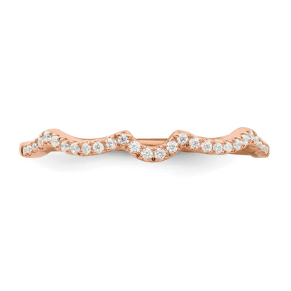 14K Rose Gold 1/15 Carat Diamond Contoured Complete Wedding Band