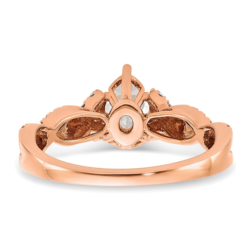 14K Rose Gold Criss Cross (Holds 1 Carat (8.00X6.1mm) Pear Center) 1/5 Diamond Semi Mount Engagement Ring