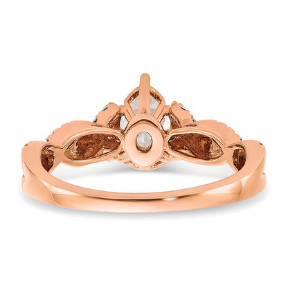 14K Rose Gold Criss Cross (Holds 1 Carat (8.00X6.1mm) Pear Center) 1/5 Diamond Semi Mount Engagement Ring