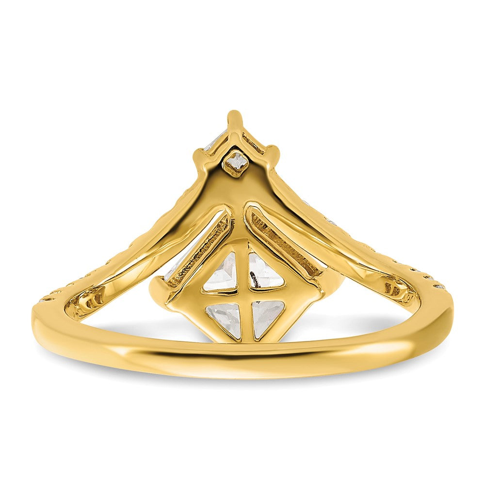 14K Yellow Gold Asymmetric (Holds 1.5 Carat (6.5mm) Princess Center) 1/2 Diamond Semi Mount Engagement Ring