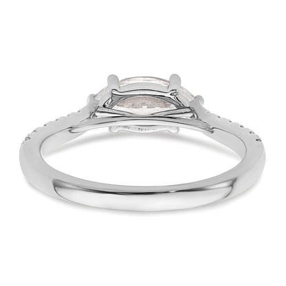 14K White Gold East West (Holds 3/4 Carat (9.2X5.00mm) Marquise Center) 1/5 Diamond Semi Mount Engagement Ring