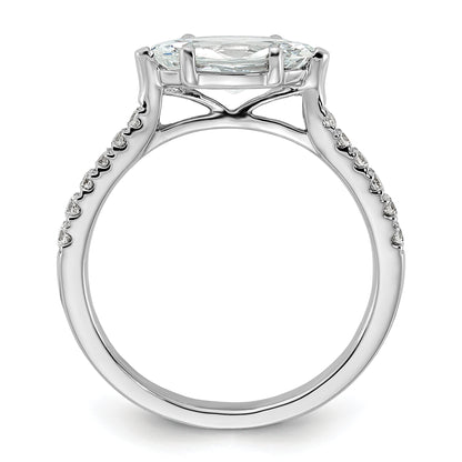 14k White Gold 1/5 Ct. Lab Grown Diamond VS/SI+ G+ 1 Ct. Center East-West Marquise Engagement Ring