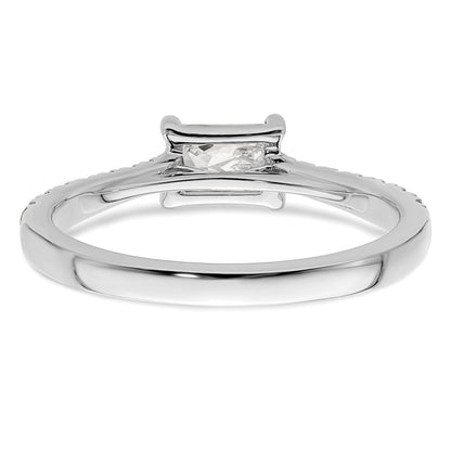 14K White Gold East West (Holds 3/4 Carat (6.1X4.5mm) Emerald Cut Center) 1/4 Diamond Semi Mount Engagement Ring