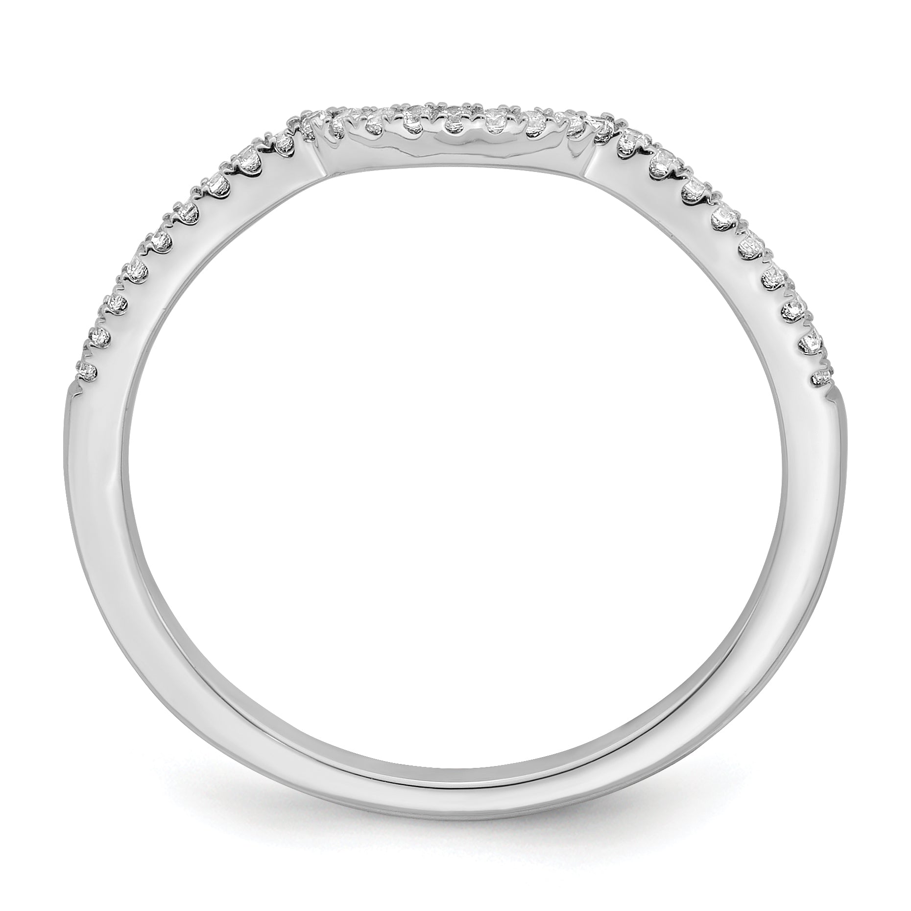 14K White Gold 1/15 Carat Diamond Contoured Complete Wedding Band