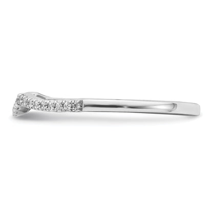 14K White Gold 1/15 Carat Diamond Contoured Complete Wedding Band