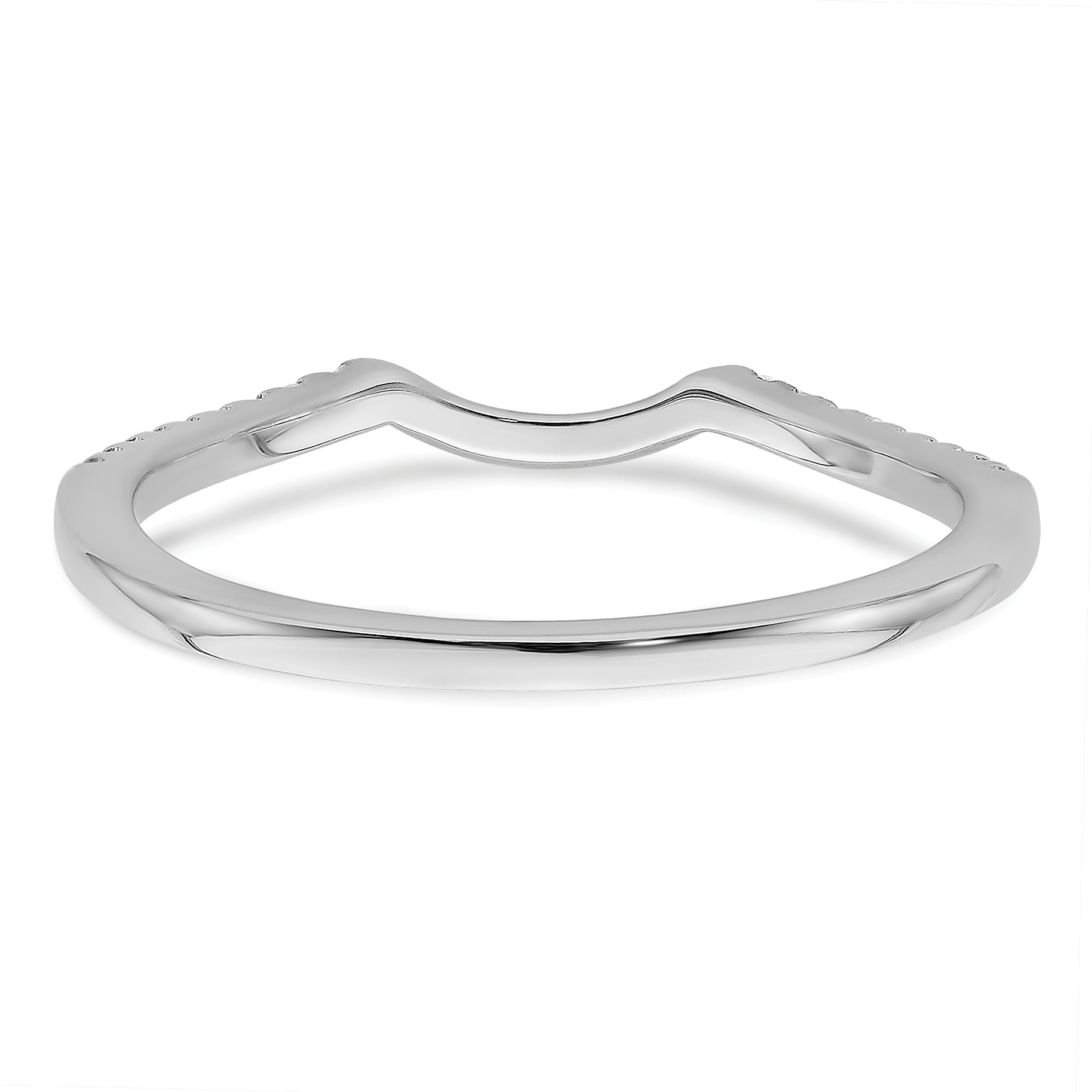 14K White Gold 1/15 Carat Diamond Contoured Complete Wedding Band