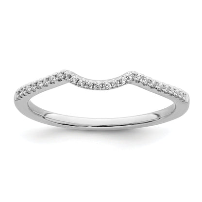 14K White Gold 1/15 Carat Diamond Contoured Complete Wedding Band