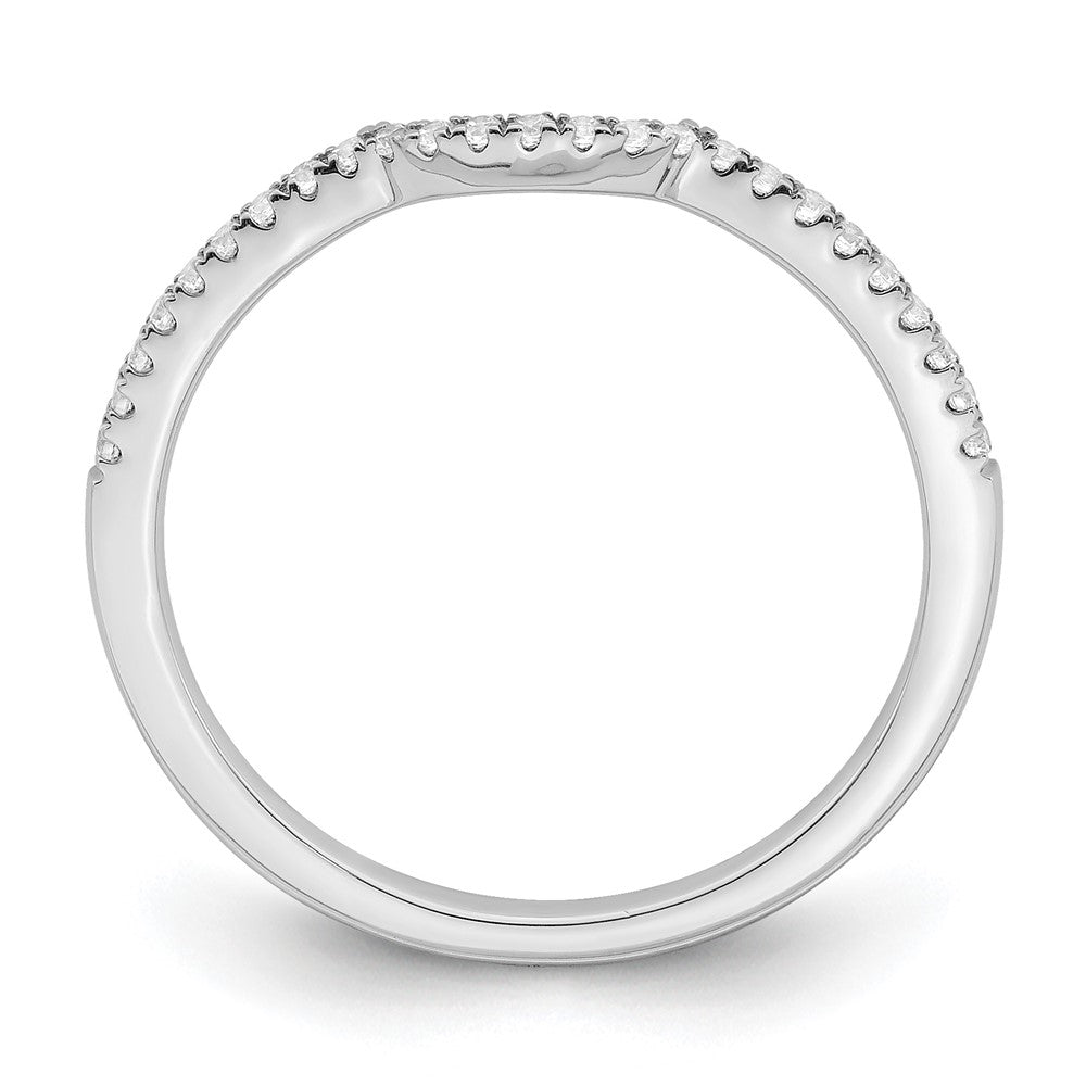 14K White Gold 1/8 Carat Diamond Contoured Complete Wedding Band