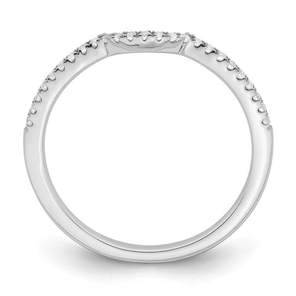 14K White Gold 1/8 Carat Diamond Contoured Complete Wedding Band