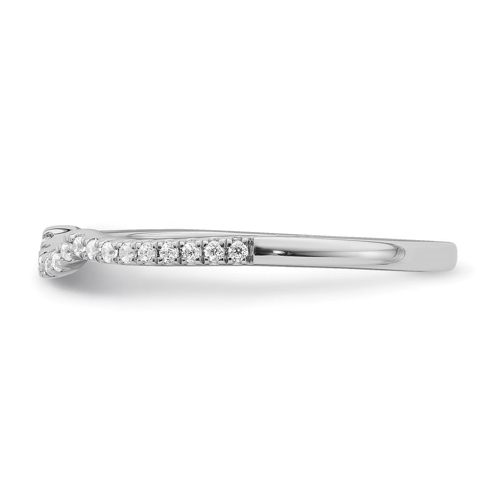 14K White Gold 1/8 Carat Diamond Contoured Complete Wedding Band