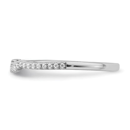 14K White Gold 1/8 Carat Diamond Contoured Complete Wedding Band