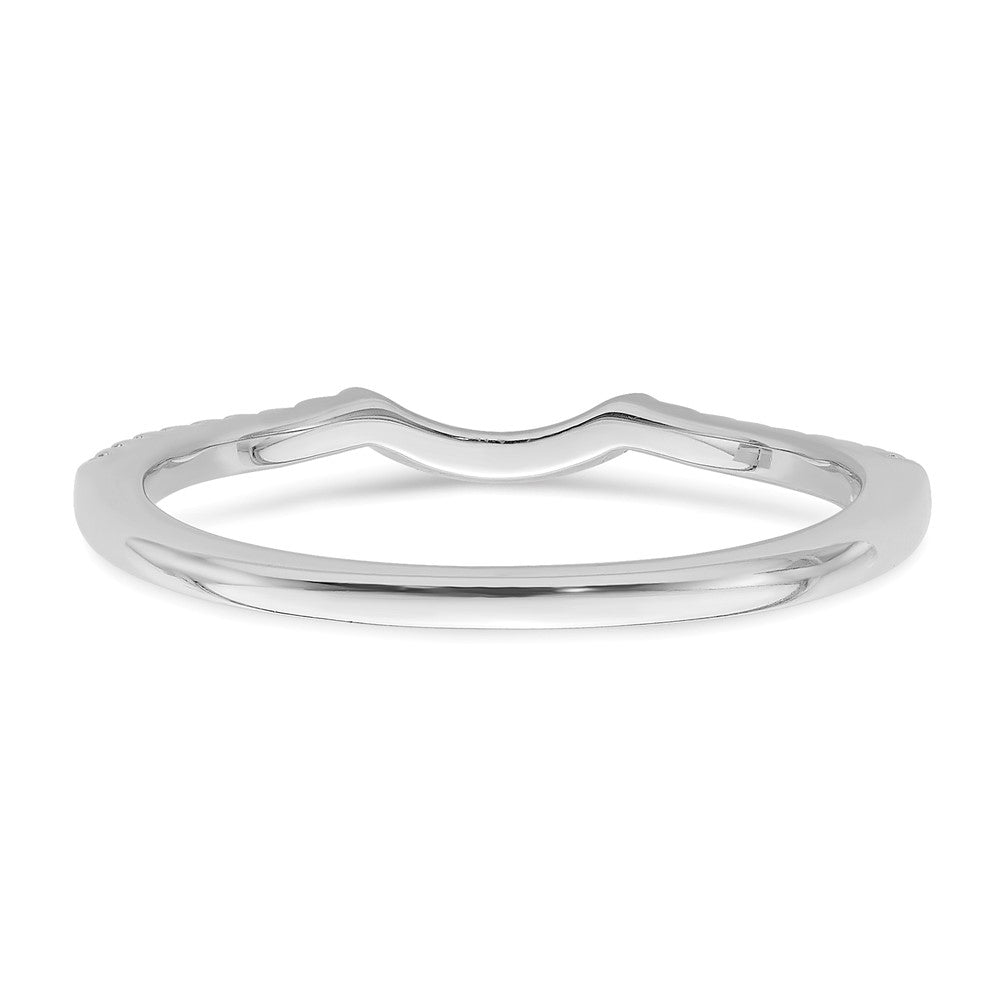 14K White Gold 1/8 Carat Diamond Contoured Complete Wedding Band
