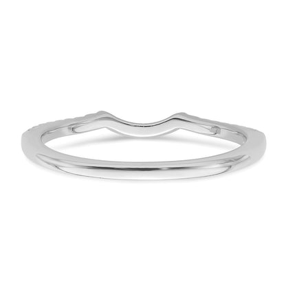 14K White Gold 1/8 Carat Diamond Contoured Complete Wedding Band