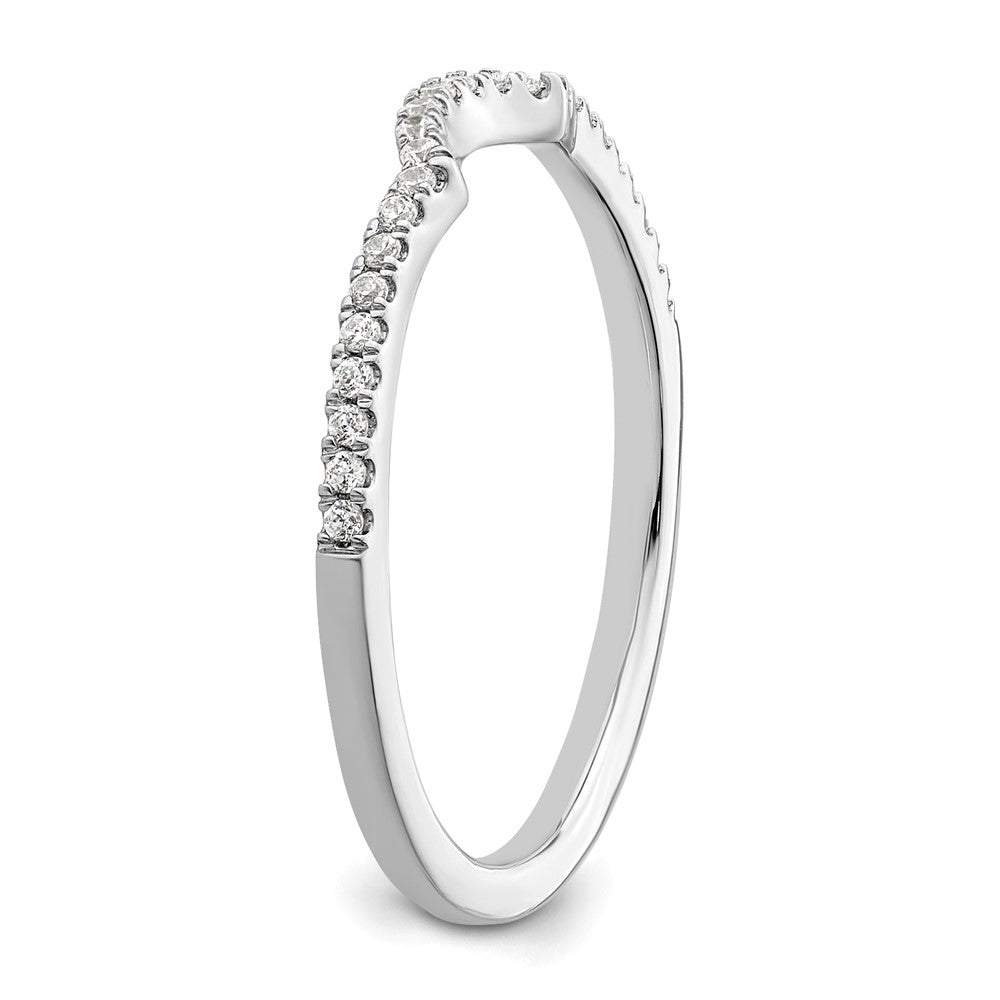 14K White Gold 1/8 Carat Diamond Contoured Complete Wedding Band