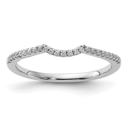 14K White Gold 1/8 Carat Diamond Contoured Complete Wedding Band