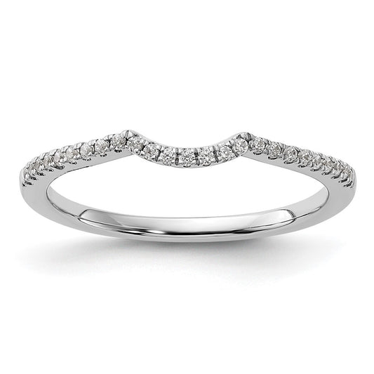 14K White Gold 1/8 Carat Diamond Contoured Complete Wedding Band