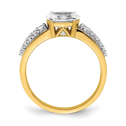 14k Two-tone Two Tone 1/6 Ct. Lab Grown Diamond VS/SI+ G+ 1 Ct. Center Oval Semi Mount Engagement Ring