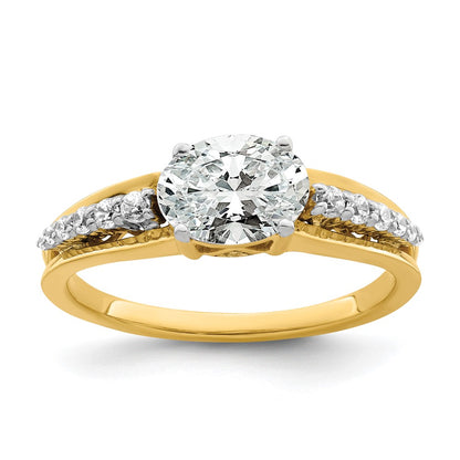 14k Two-tone Two Tone 1/6 Ct. Lab Grown Diamond VS/SI+ G+ 1 Ct. Center Oval Semi Mount Engagement Ring