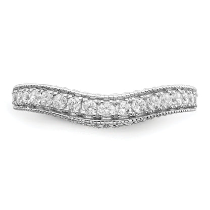 14K White Gold 1/4 Carat Diamond Contoured Complete Wedding Band