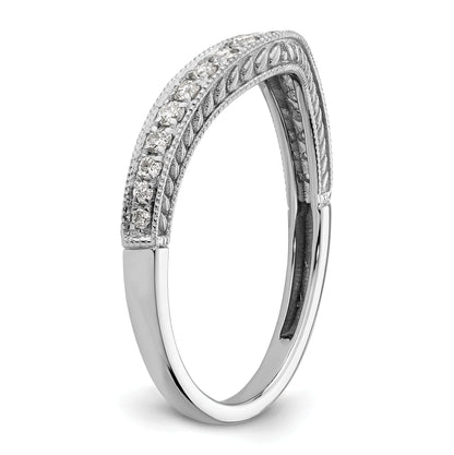 14K White Gold 1/4 Carat Diamond Contoured Complete Wedding Band