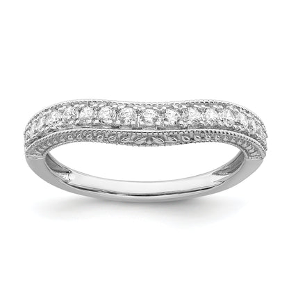 14K White Gold 1/4 Carat Diamond Contoured Complete Wedding Band