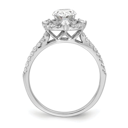14K White Gold Vintage Halo (Holds 1 Carat (8.0X6.1mm) Oval Center) 5/8 Diamond Semi Mount Engagement Ring