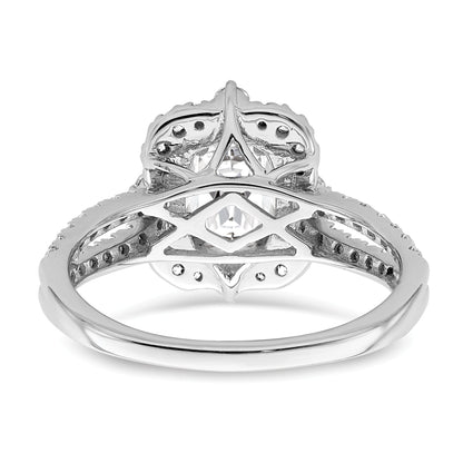 14K White Gold Vintage Halo (Holds 1 Carat (8.0X6.1mm) Oval Center) 5/8 Diamond Semi Mount Engagement Ring