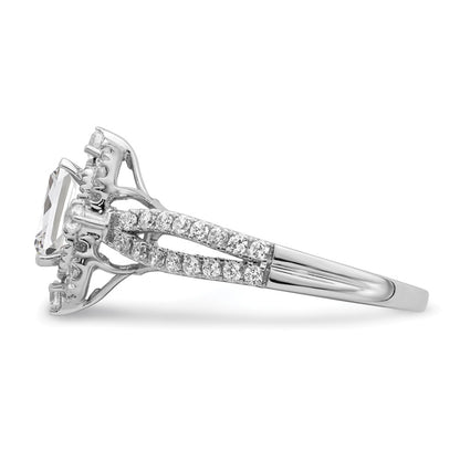 14K White Gold Vintage Halo (Holds 1 Carat (6.9X5.2mm) Emerald Cut Center) 5/8 Diamond Semi Mount Engagement Ring