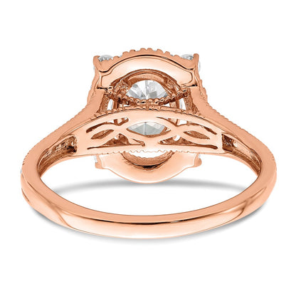 14K Rose Gold Vintage Halo (Holds 1 Carat (8.0X6.1mm) Oval Center) 3/8 Diamond Semi Mount Engagement Ring
