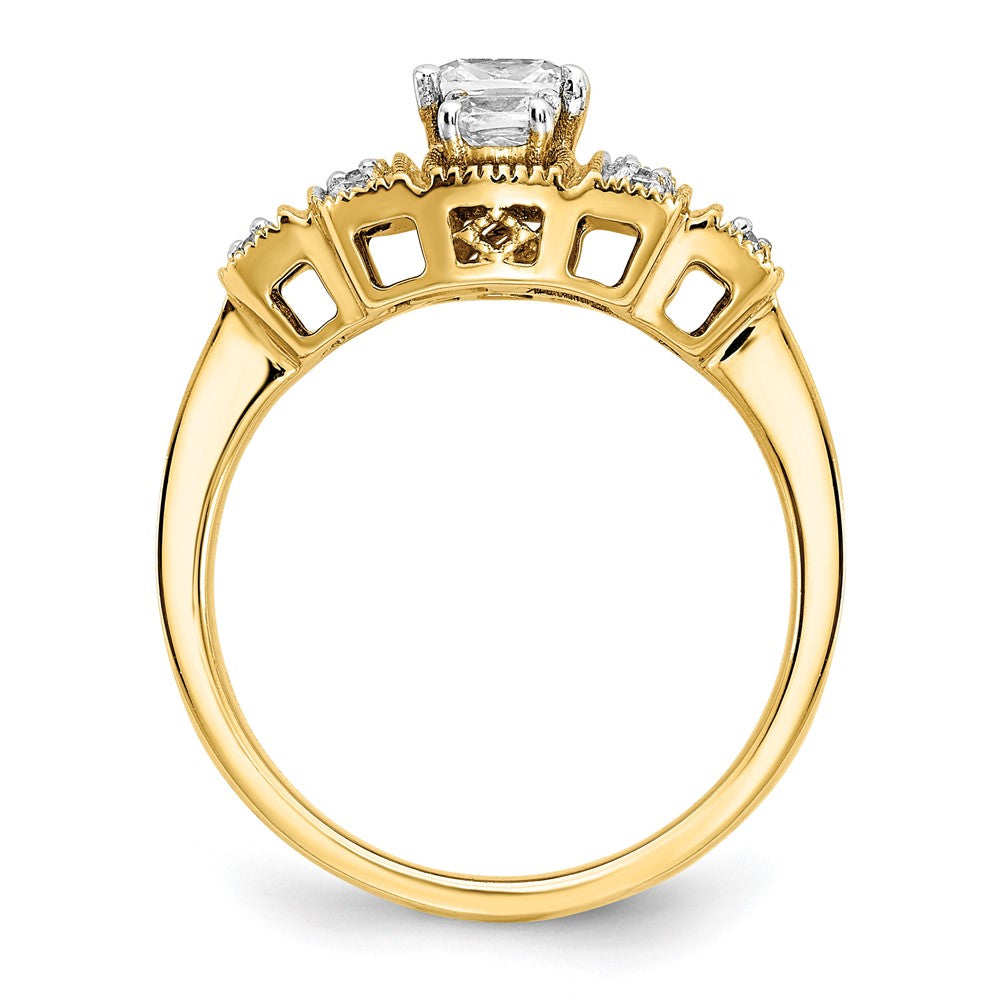 0.33ct. CZ Solid Real 14k Polished Art Deco .33ct Cushion Ctr Dia Engagement Ring