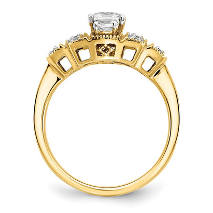 0.33ct. CZ Solid Real 14k Polished Art Deco .33ct Cushion Ctr Dia Engagement Ring