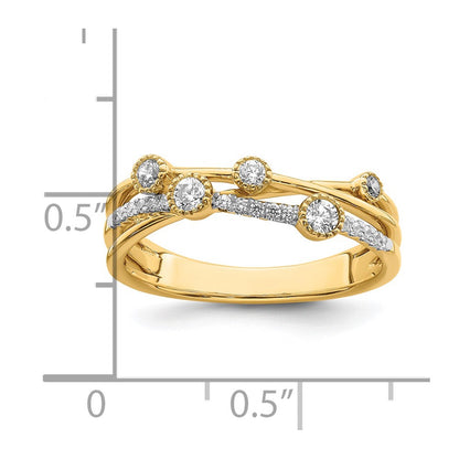 14k Yellow Gold Lab Grown Diamond VS/SI FGH Criss Cross Ring