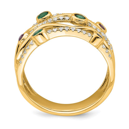 14k Yellow Gold Lab Grown Dia VS/SI+ G+ Cr.RU,EM Bezel Wave Ring