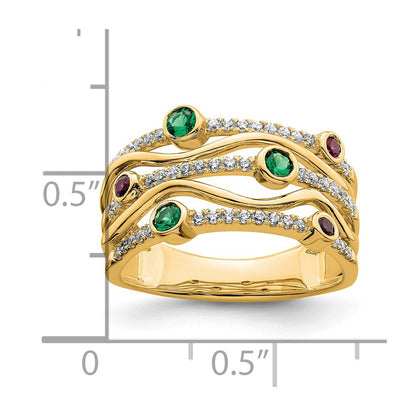 14k Yellow Gold Lab Grown Dia VS/SI+ G+ Cr.RU,EM Bezel Wave Ring